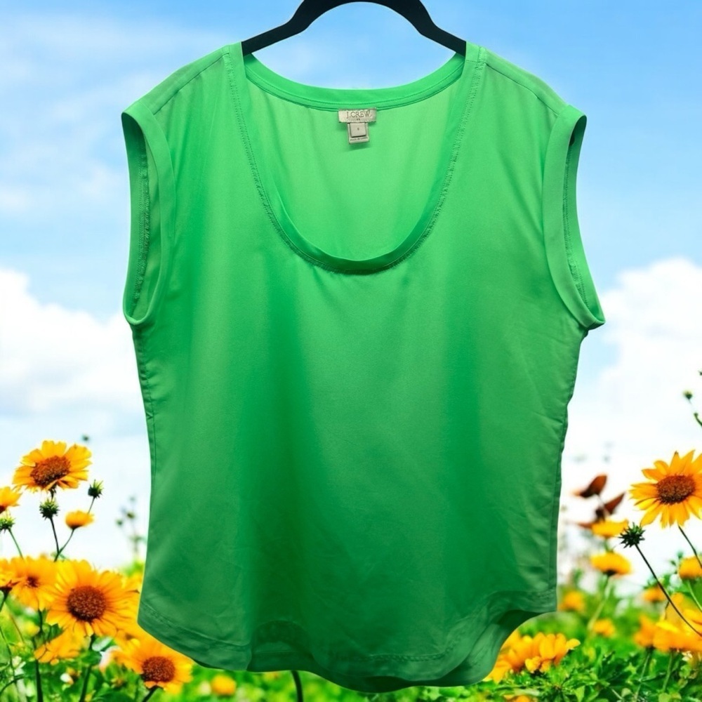 J. Crew Lime Green Lightweight Cap Sleeve Summer Tank Women’s Size 8
